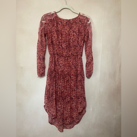 Free People EUC Charlotte Open Waters Midi Dress with lace crochet sleeves XS - Picture 2 of 6